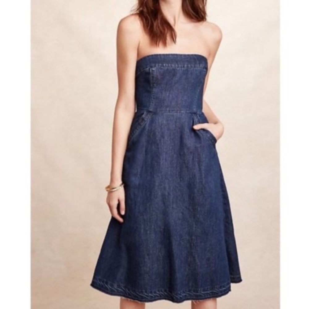 Holding Horses Strapless Denim Dress